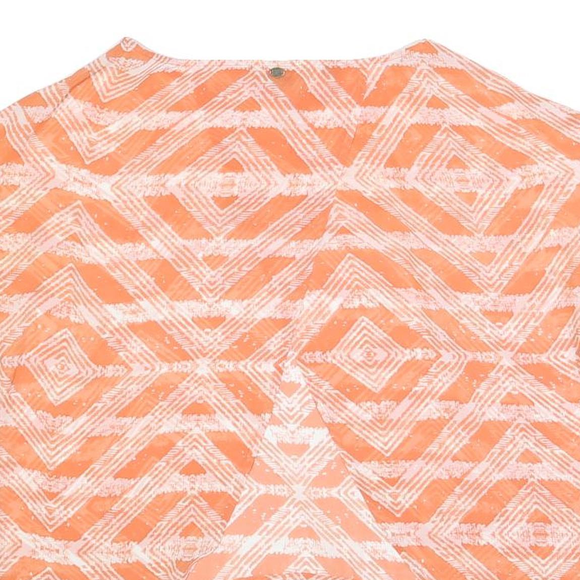 GUESS Womens Orange Printed Top Sleeveless Round Neck S Lightweight