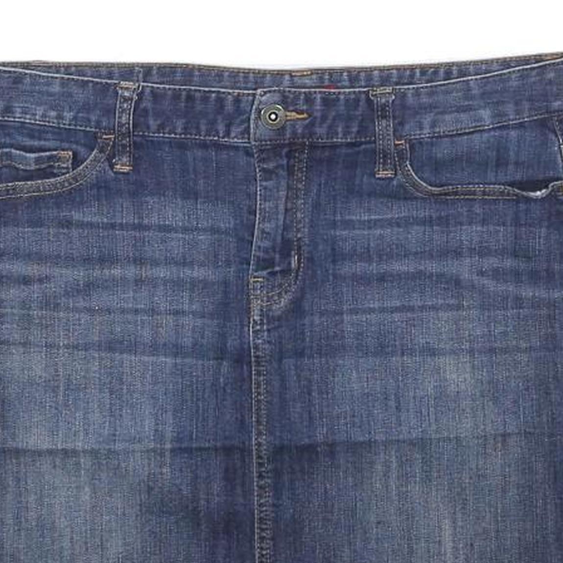 TOMMY HILFIGER Womens Blue Denim Mini Skirt Cotton Blend Casual M Pocketed