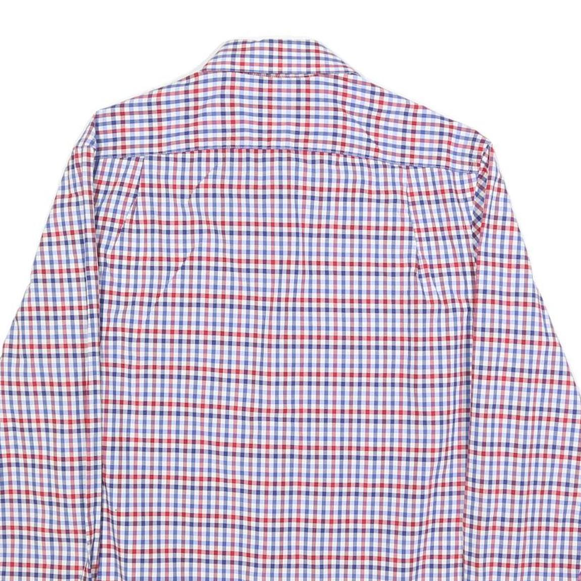 TOMMY HILFIGER Mens Blue & Red Check Shirt M Cotton Button Down Slim Fit