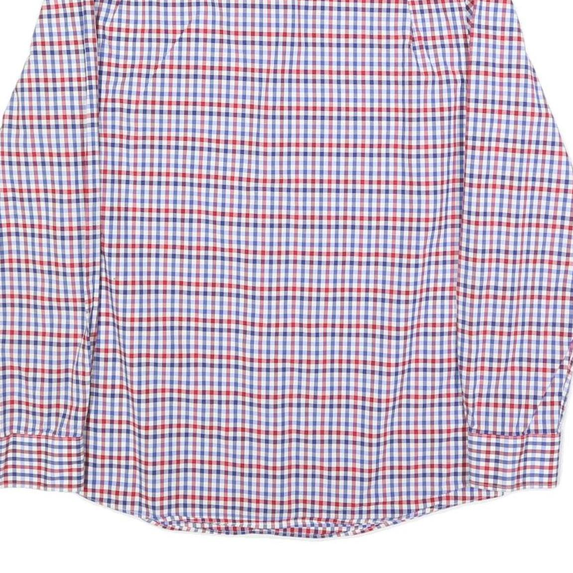 TOMMY HILFIGER Mens Blue & Red Check Shirt M Cotton Button Down Slim Fit