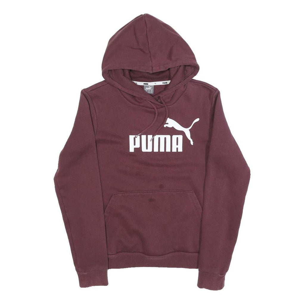 PUMA Womens Maroon Hoodie UK 8 Cotton Blend Pullover Logo Sweatshirt