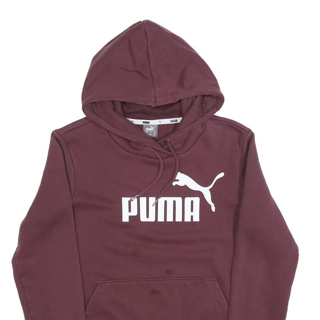 PUMA Womens Maroon Hoodie UK 8 Cotton Blend Pullover Logo Sweatshirt