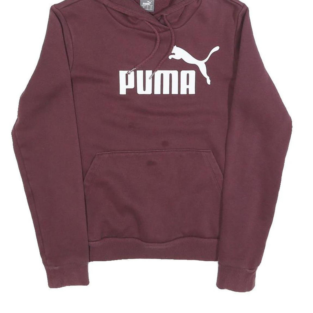 PUMA Womens Maroon Hoodie UK 8 Cotton Blend Pullover Logo Sweatshirt