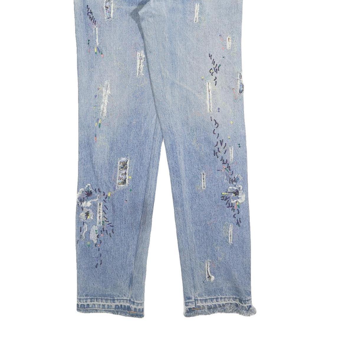 LEVI'S Womens Slim Blue Denim Skinny Jeans W29 L34 Embroidered Distressed