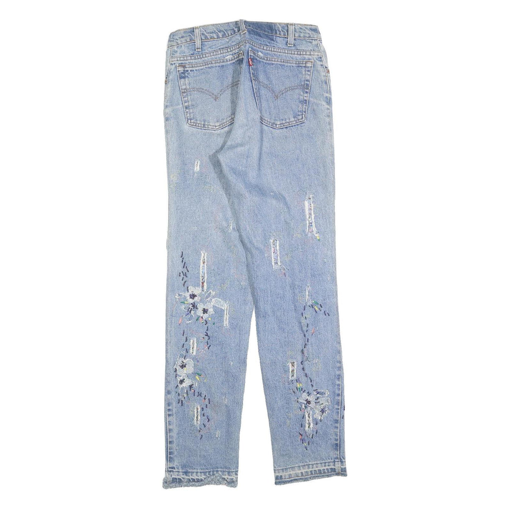 LEVI'S Womens Slim Blue Denim Skinny Jeans W29 L34 Embroidered Distressed