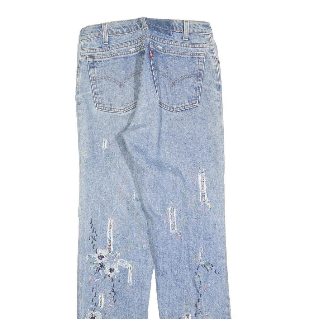 LEVI'S Womens Slim Blue Denim Skinny Jeans W29 L34 Embroidered Distressed
