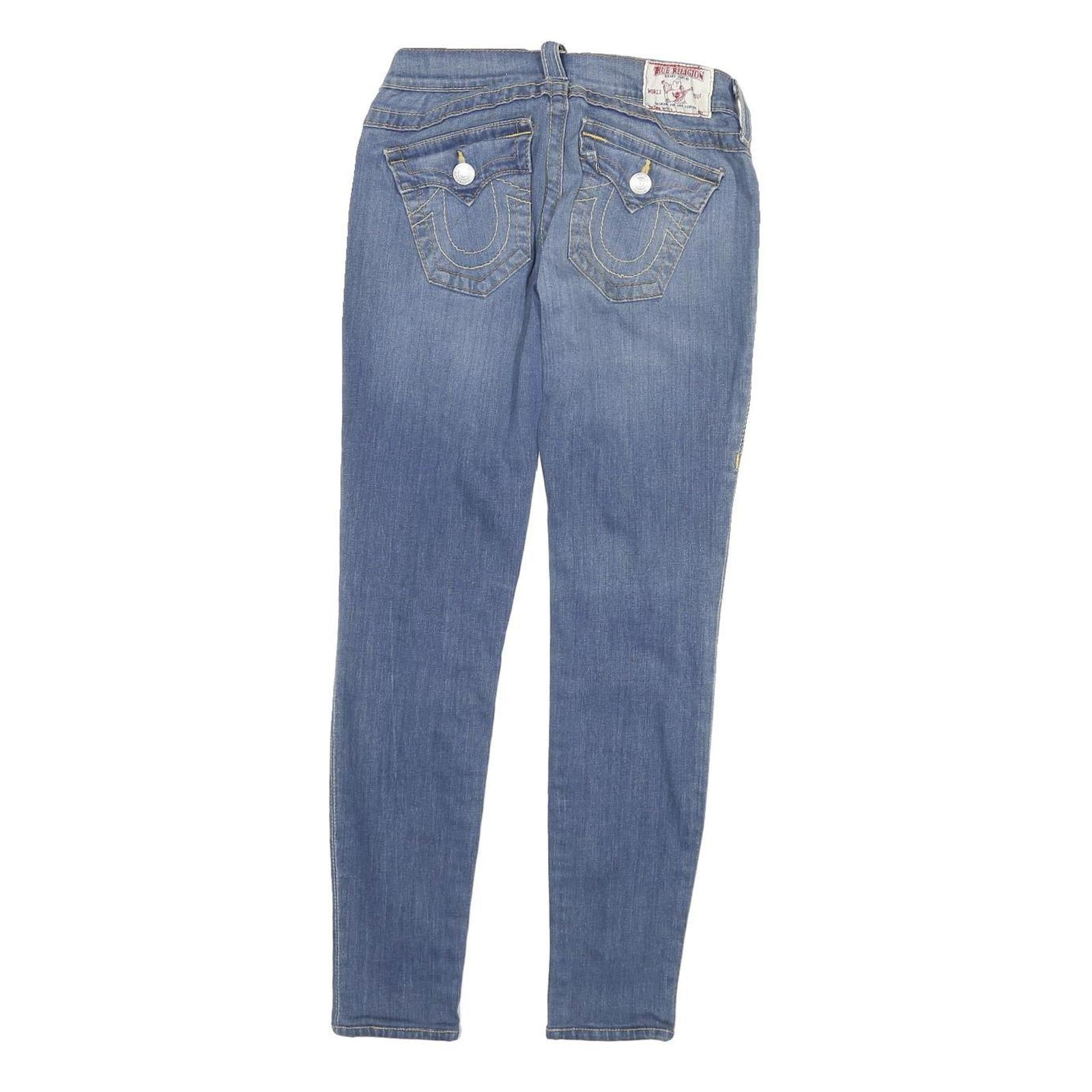 TRUE RELIGION Womens Jeans Blue Slim Skinny Denim Medium W25 L27 Stylish Button