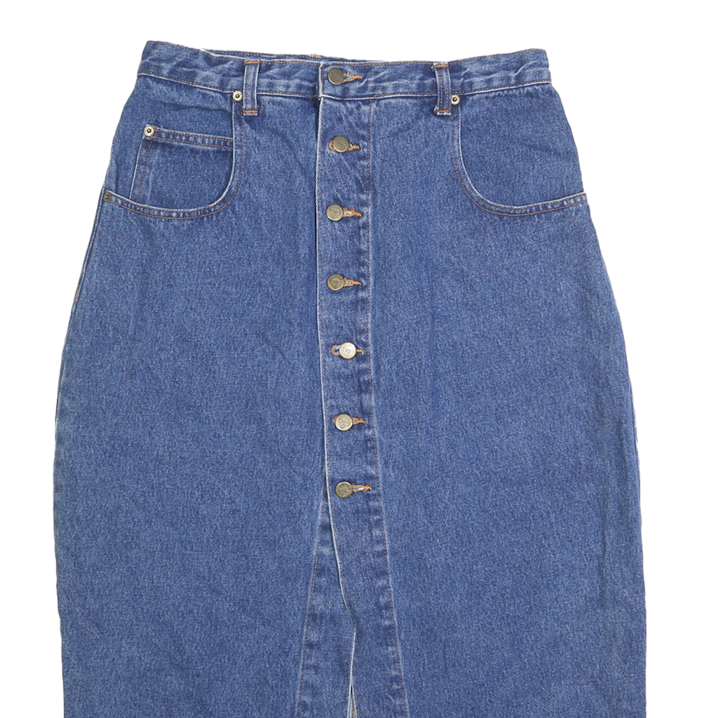 GUESS Womens Blue Denim Button Midi Denim Plain M Cotton Blend Skirt