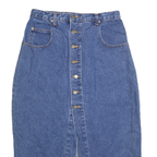 GUESS Womens Blue Denim Button Midi Denim Plain M Cotton Blend Skirt