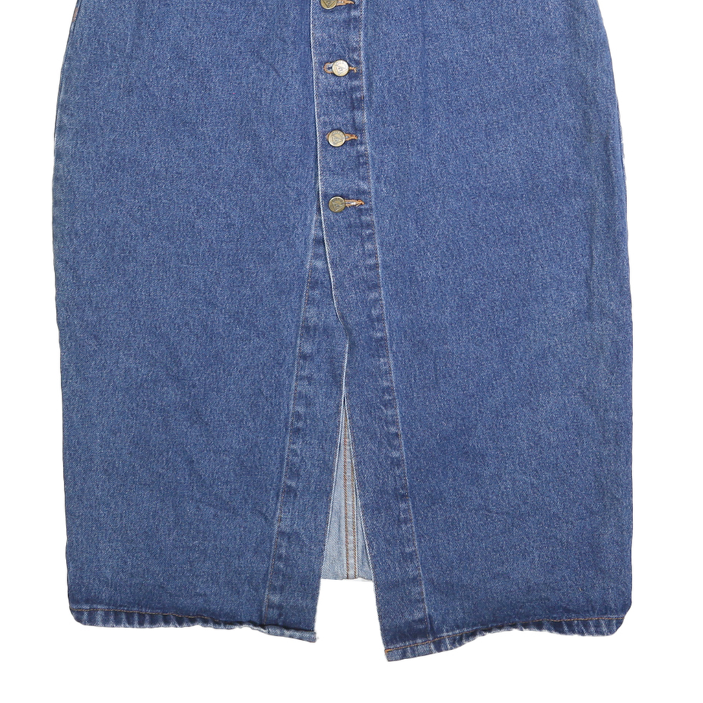 GUESS Womens Blue Denim Button Midi Denim Plain M Cotton Blend Skirt