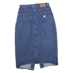 GUESS Womens Blue Denim Button Midi Denim Plain M Cotton Blend Skirt