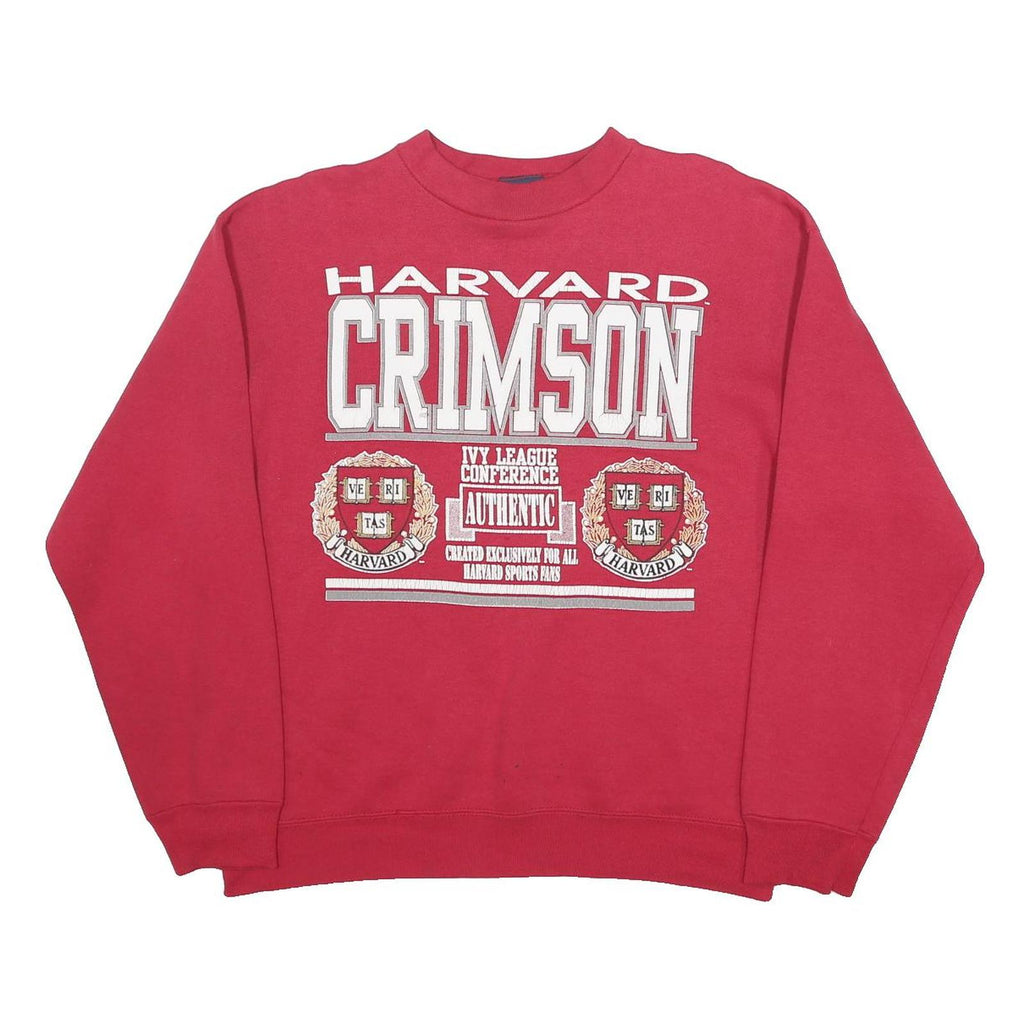 SAVVY Womens Red Harvard Crimson Crew Neck L Sweatshirt Ivy League Print