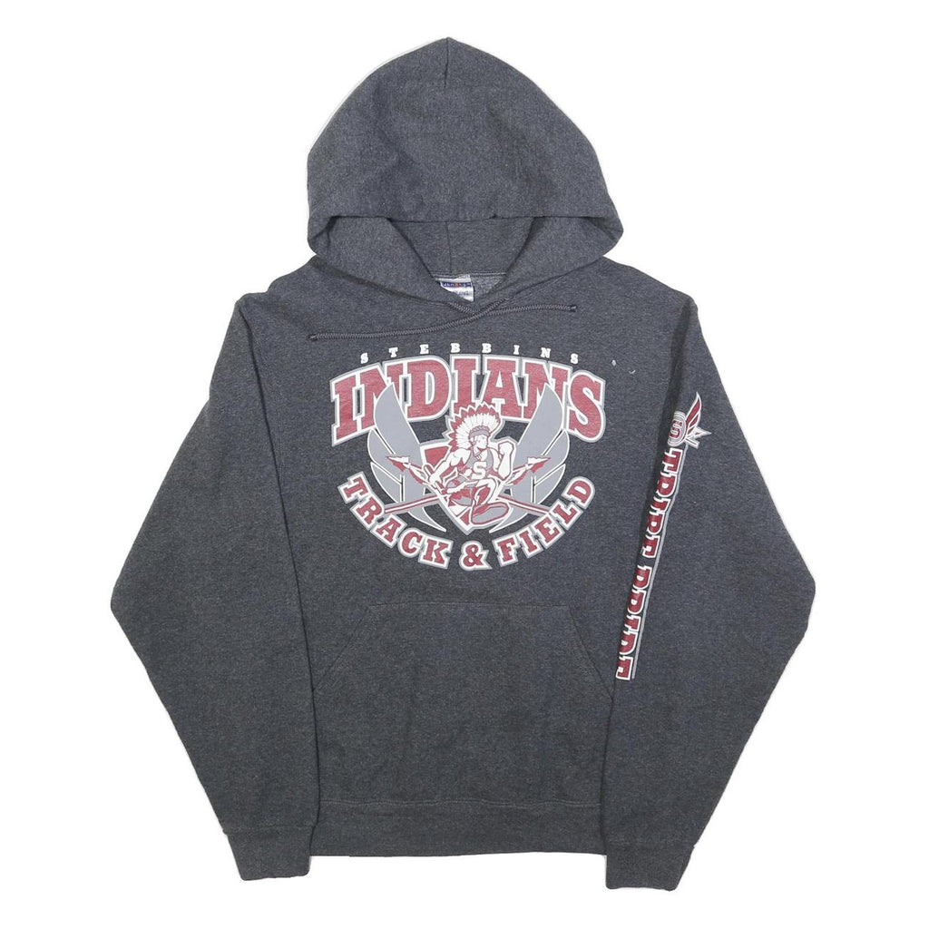 JERZEES Mens Grey Indians Track & Field Hoodie S Graphic Sweatshirt