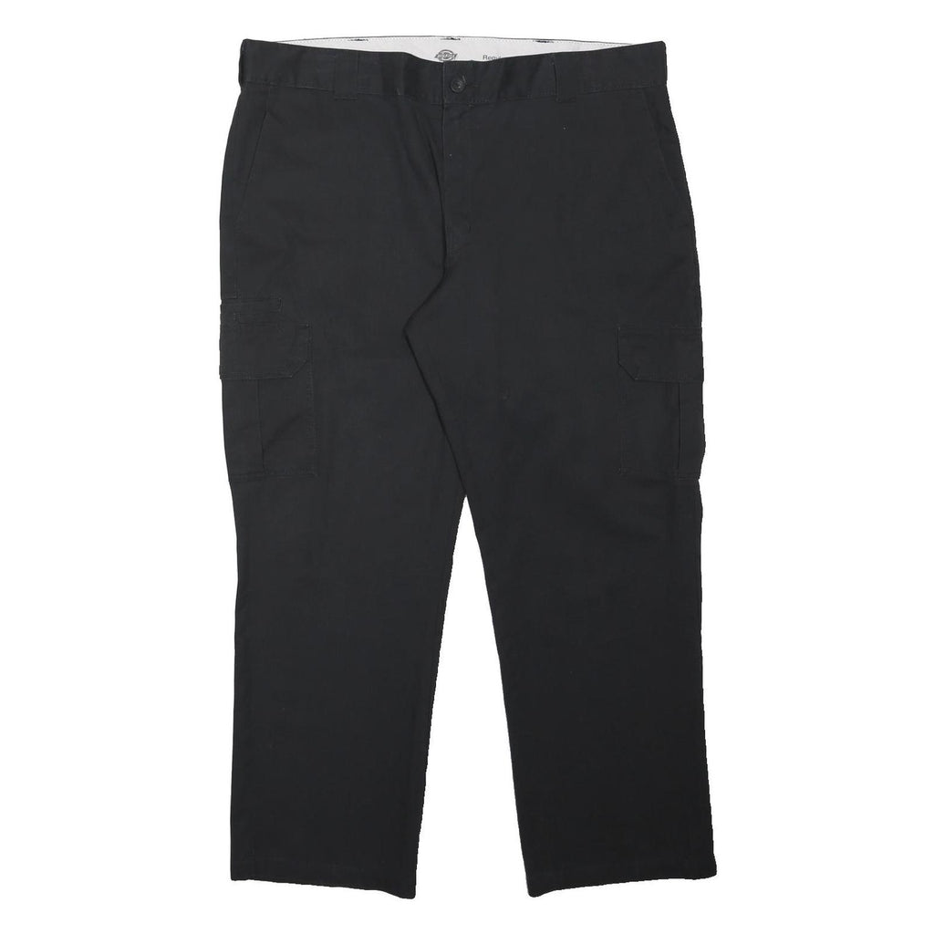 DICKIES Mens Black Regular Fit Cargo Trousers W40 L29 Workwear Zip Closure