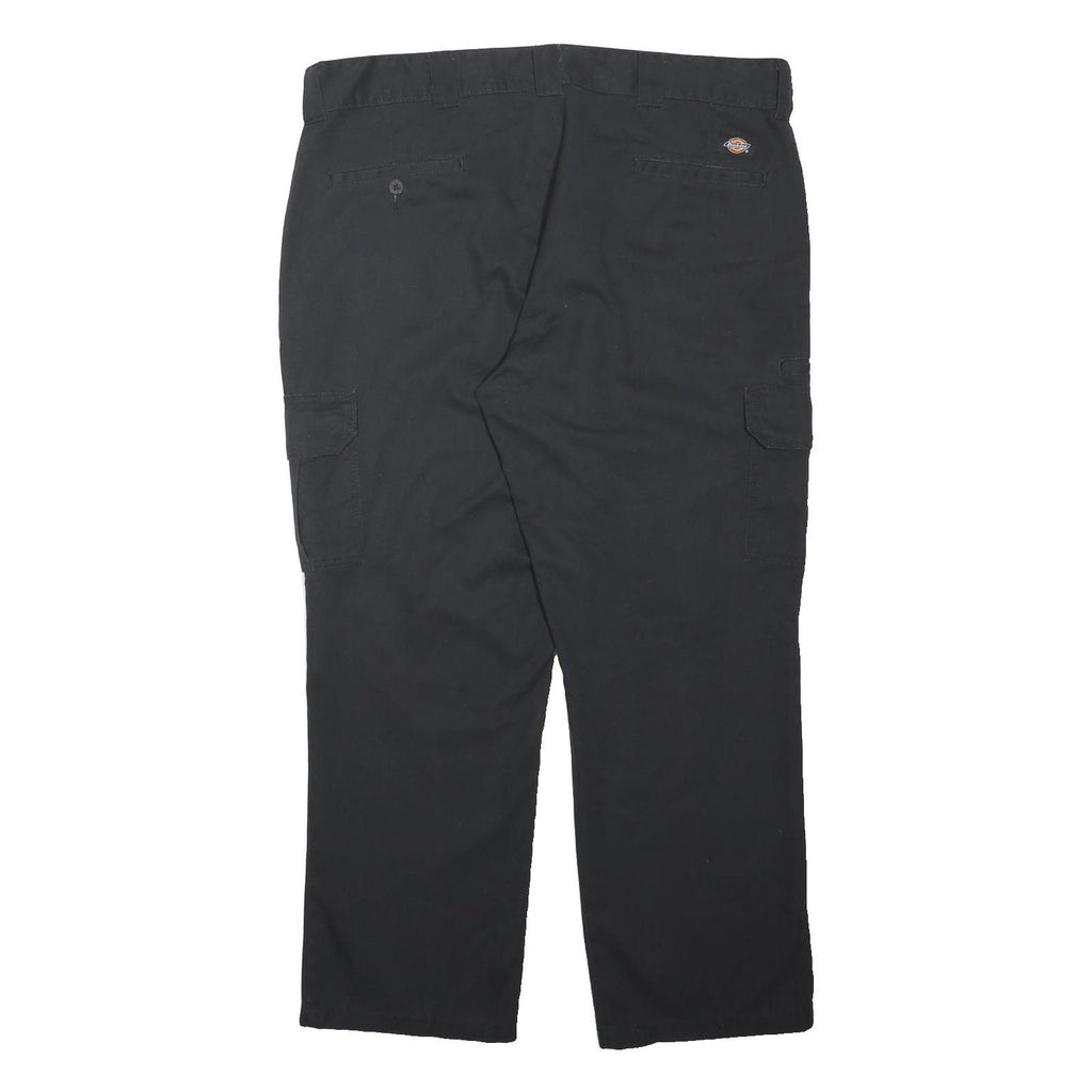 DICKIES Mens Black Regular Fit Cargo Trousers W40 L29 Workwear Zip Closure