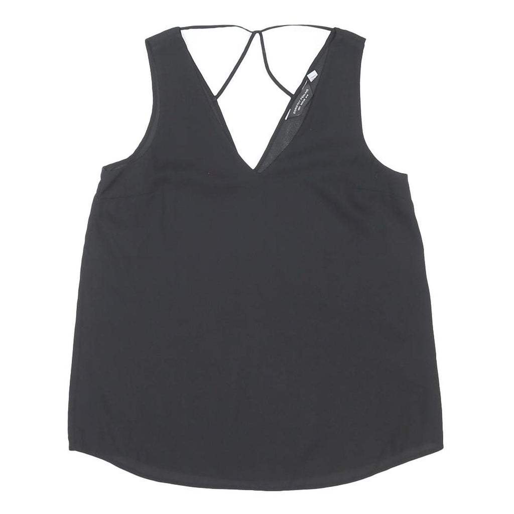 DOROTHY PERKINS Womens Black Sleeveless V-Neck Top UK 10 Polyester Blend Stylish