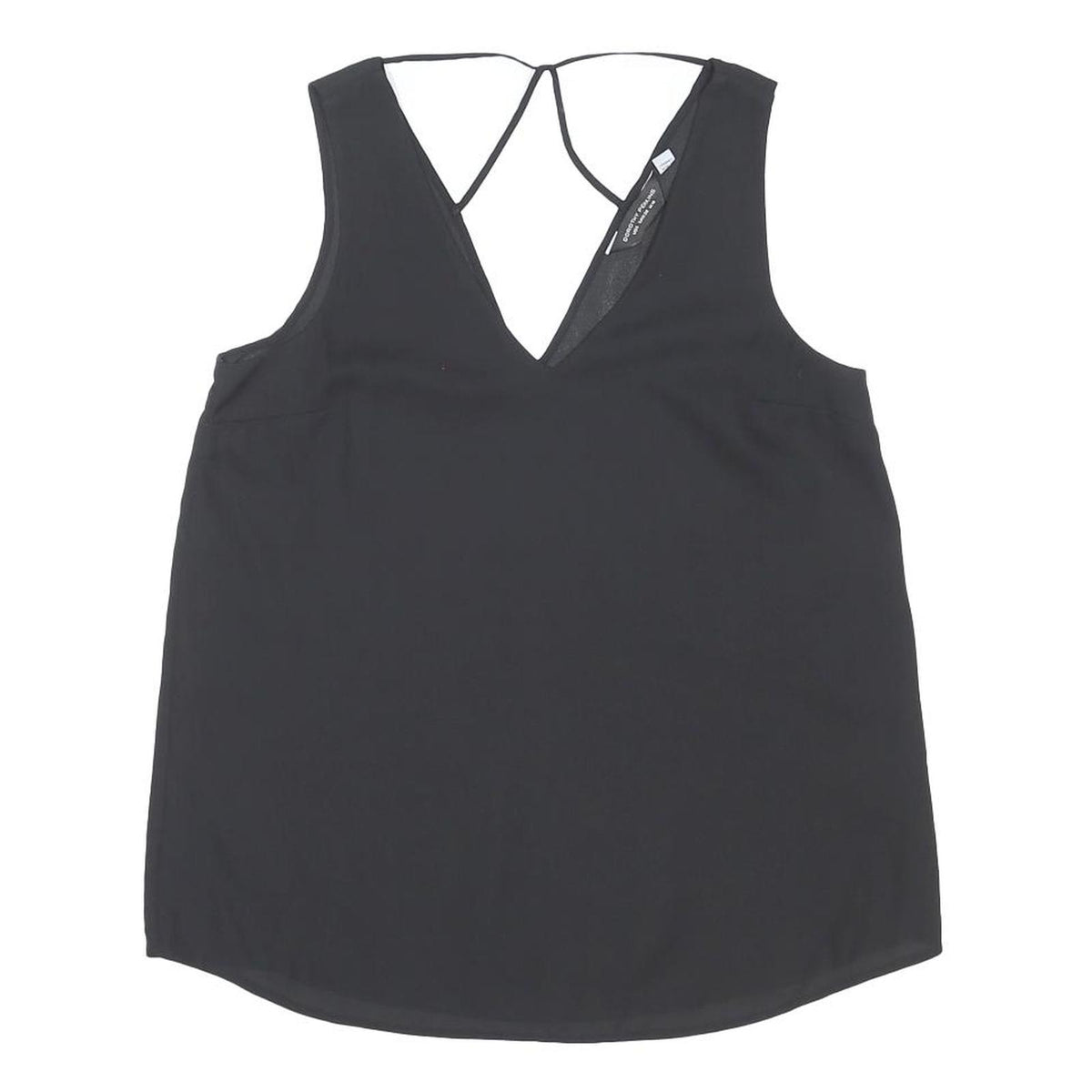 DOROTHY PERKINS Womens Black Sleeveless V-Neck Top UK 10 Polyester Blend Stylish