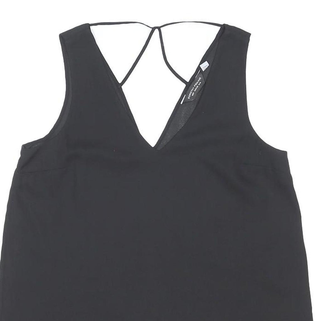 DOROTHY PERKINS Womens Black Sleeveless V-Neck Top UK 10 Polyester Blend Stylish