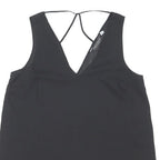 DOROTHY PERKINS Womens Black Sleeveless V-Neck Top UK 10 Polyester Blend Stylish