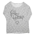 H&M Womens Grey Patterned Jumper Round Neck Basic Knit Size S Casual Comfort