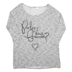 H&M Womens Grey Patterned Jumper Round Neck Basic Knit Size S Casual Comfort