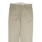 DICKIES Mens Cotton Beige Regular Straight Trousers W36 L30 Workwear Zip Closure