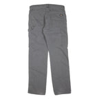 DICKIES Mens Grey Cotton Blend Regular Straight Trousers W34 L32 Workwear Casual