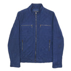 CALVIN KLEIN Womens Blue Quilted Synthetic Jacket S Zip Front Casual Outerwear