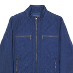 CALVIN KLEIN Womens Blue Quilted Synthetic Jacket S Zip Front Casual Outerwear