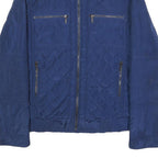 CALVIN KLEIN Womens Blue Quilted Synthetic Jacket S Zip Front Casual Outerwear