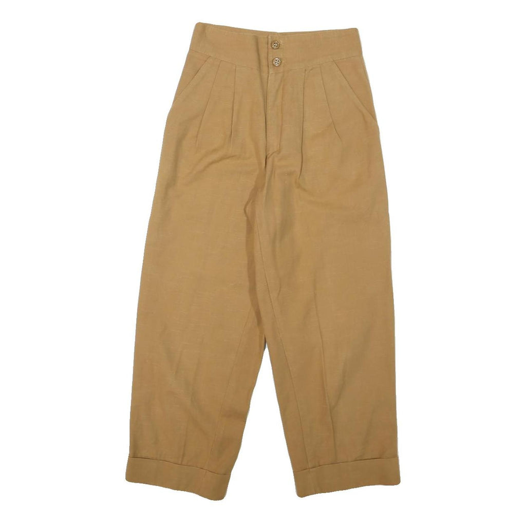 PIZI Womens Cotton Blend Beige Relaxed Wide-Leg Trousers W24 L24 Casual Wear