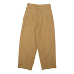 PIZI Womens Cotton Blend Beige Relaxed Wide-Leg Trousers W24 L24 Casual Wear