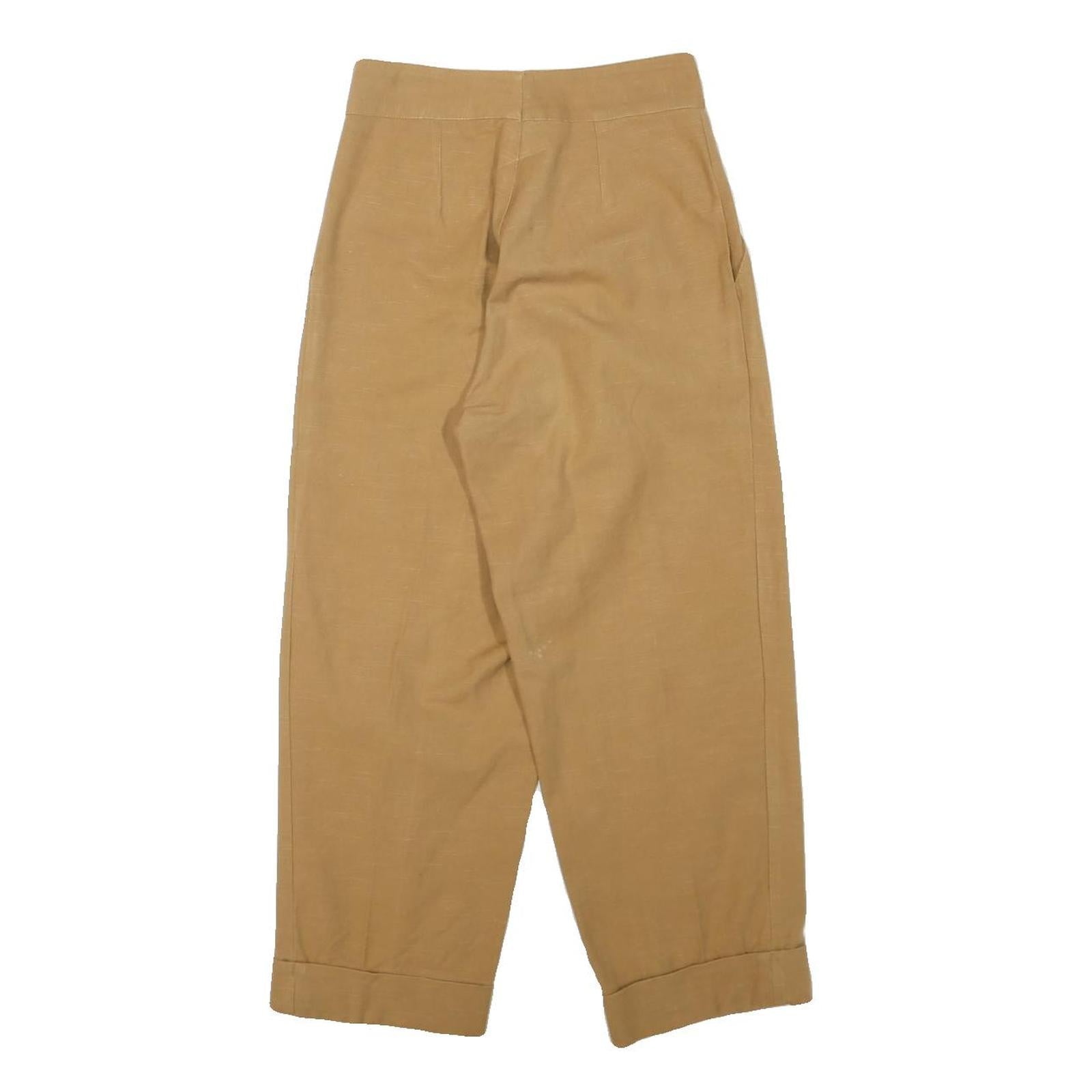 PIZI Womens Cotton Blend Beige Relaxed Wide-Leg Trousers W24 L24 Casual Wear