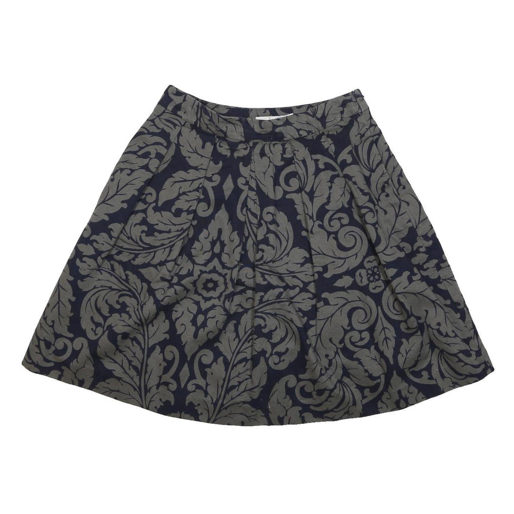 BODEN Womens Navy Blue & Grey Cotton Blend Pleated Short Skirt UK 10 Floral