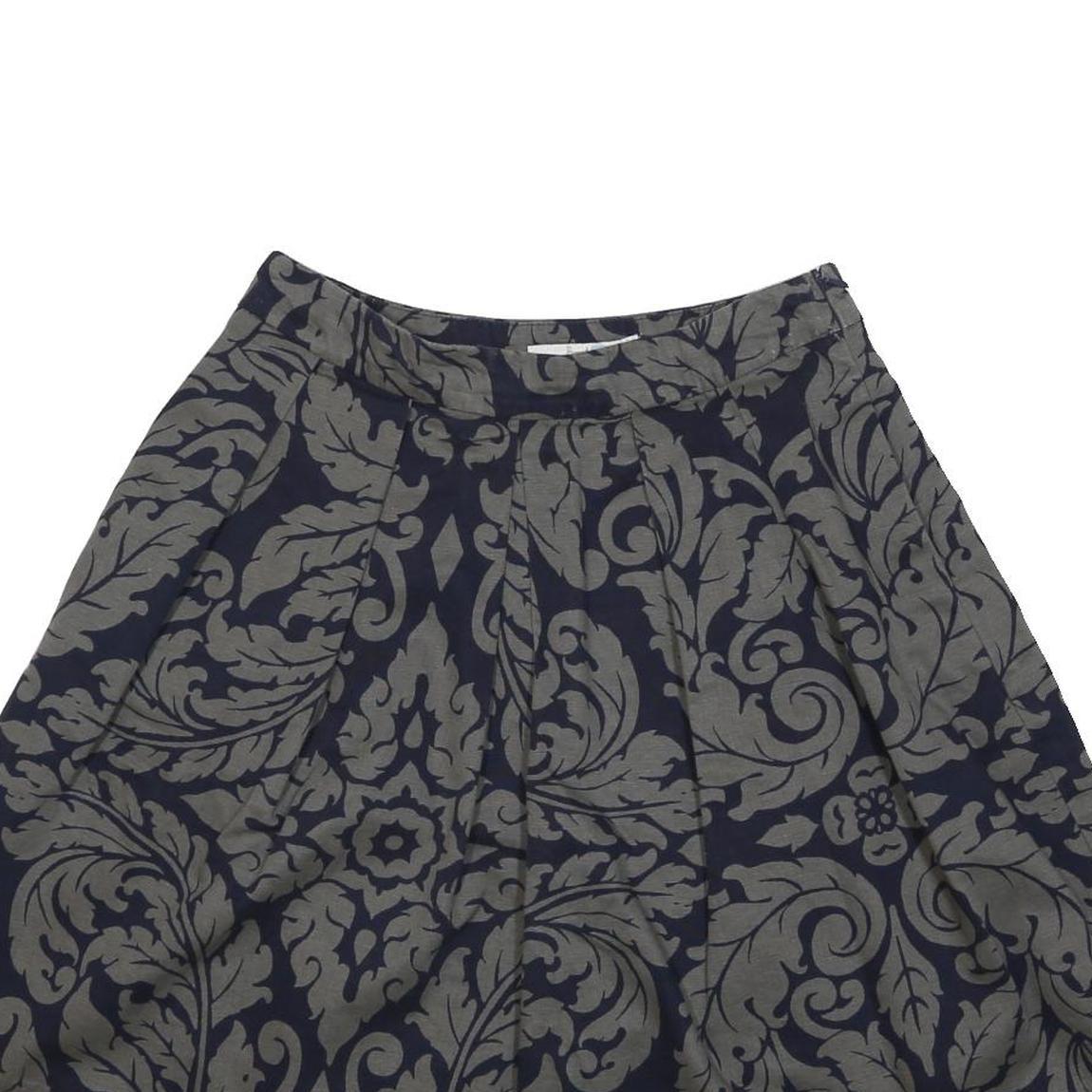 BODEN Womens Navy Blue & Grey Cotton Blend Pleated Short Skirt UK 10 Floral