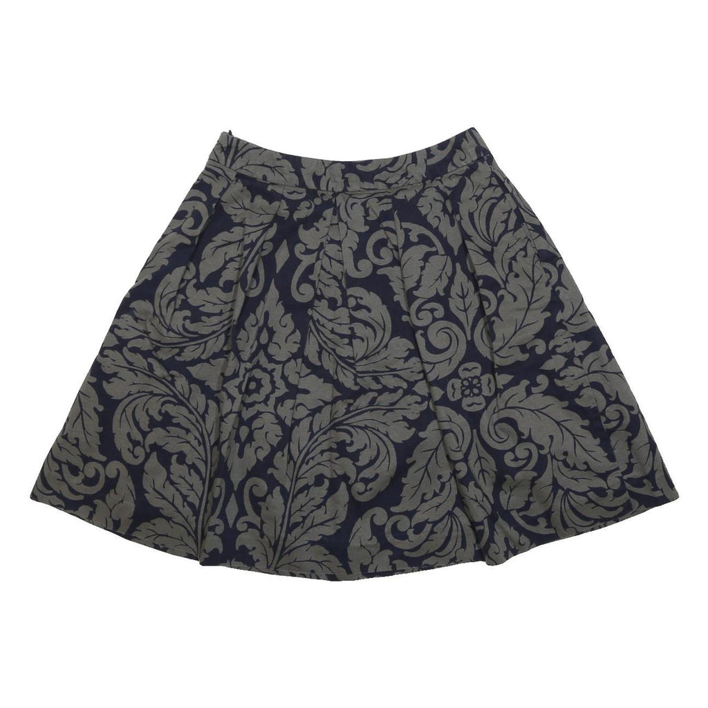 BODEN Womens Navy Blue & Grey Cotton Blend Pleated Short Skirt UK 10 Floral