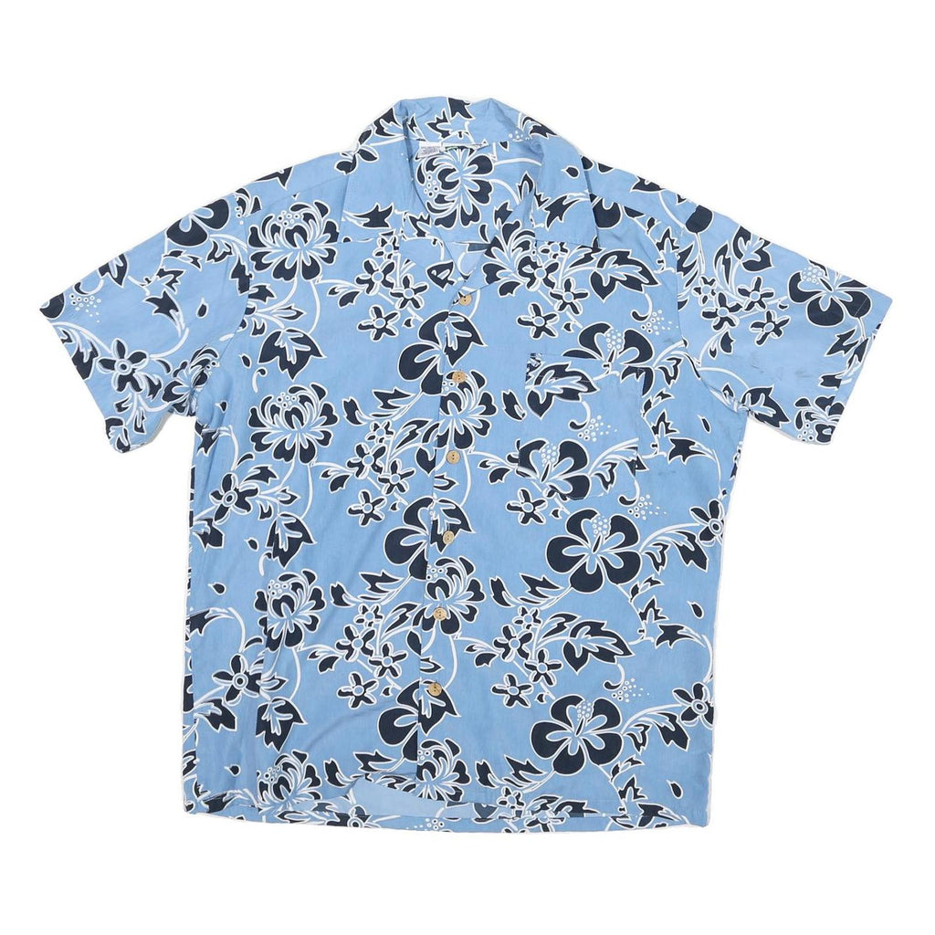 TEN TWO ONE Mens Blue Floral Pattern Shirt M Summer Casual Polyester Blend