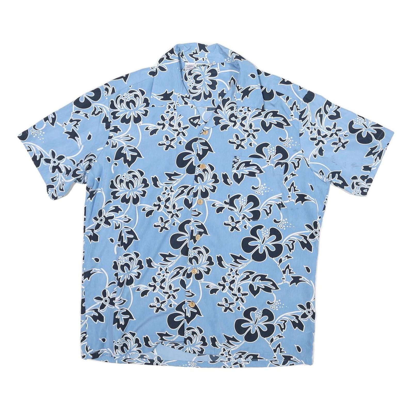 TEN TWO ONE Mens Blue Floral Pattern Shirt M Summer Casual Polyester Blend