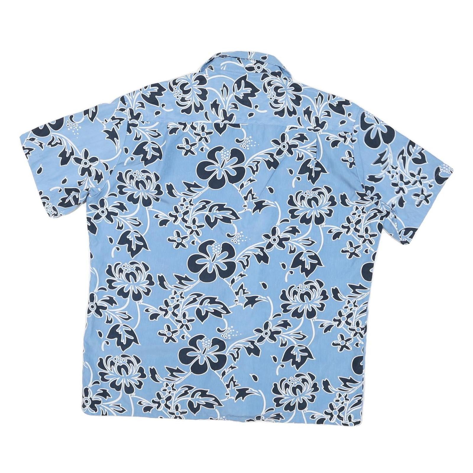 TEN TWO ONE Mens Blue Floral Pattern Shirt M Summer Casual Polyester Blend