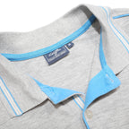 LOTTO Mens Grey & Blue Cotton Blend Polo Shirt M Short Sleeve Sports Casual