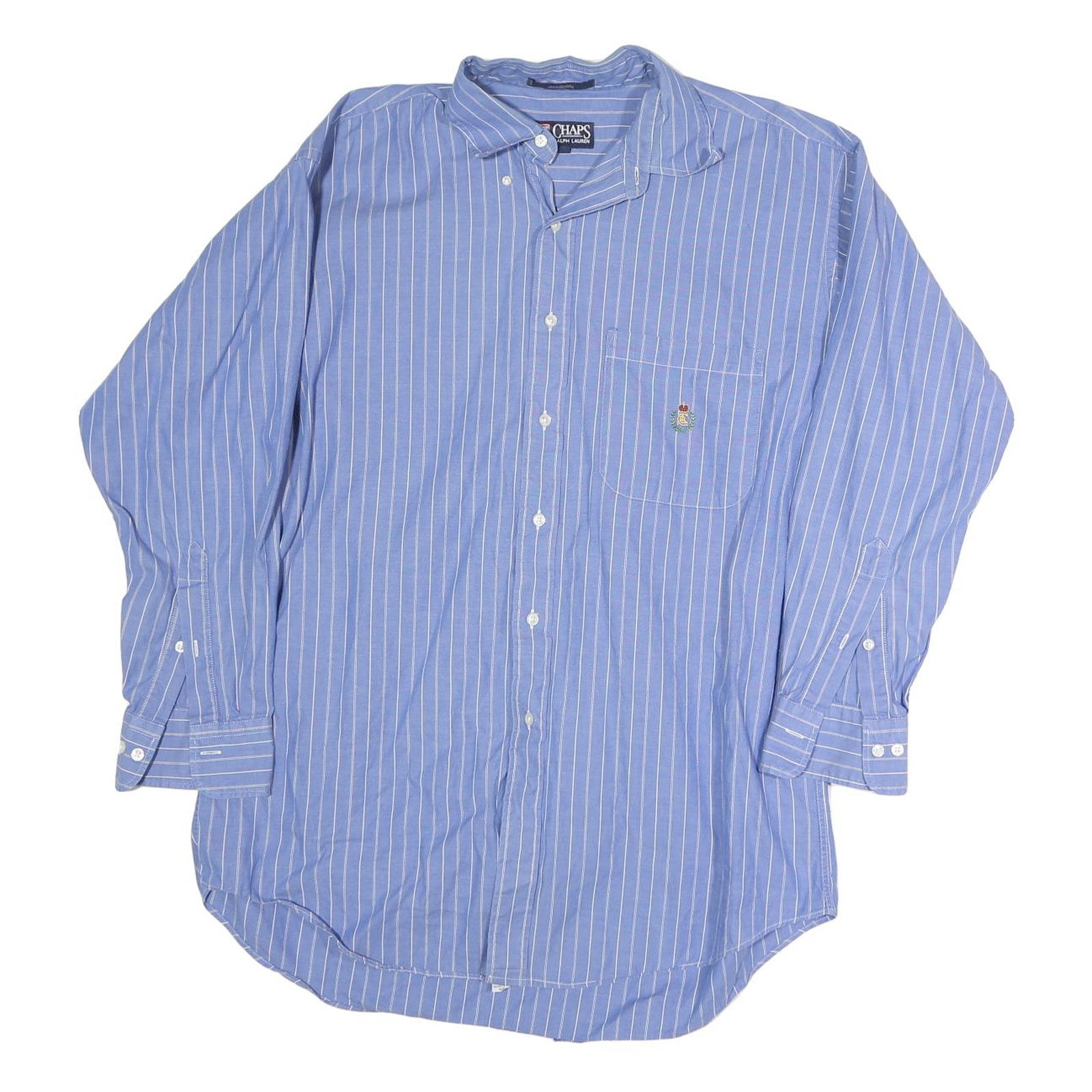 CHAPS RALPH LAUREN Mens Blue & White Stripe Cotton Shirt XL Classic Button Down