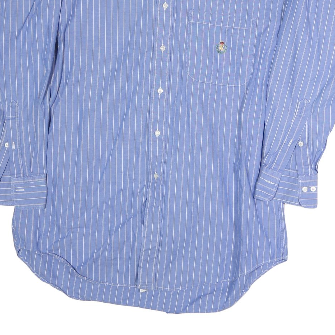 CHAPS RALPH LAUREN Mens Blue & White Stripe Cotton Shirt XL Classic Button Down