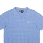 CHAPS Mens Blue Check Short Sleeve Polo Shirt L Cotton Casual Classic