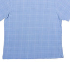 CHAPS Mens Blue Check Short Sleeve Polo Shirt L Cotton Casual Classic