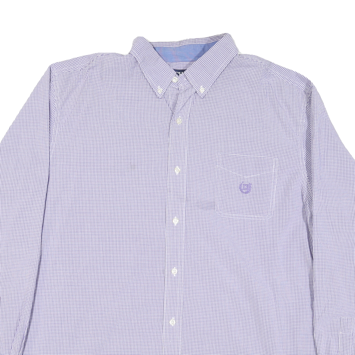 CHAPS Mens Purple & White Check Shirt 2XL Button Down Long Sleeve Casual Cotton