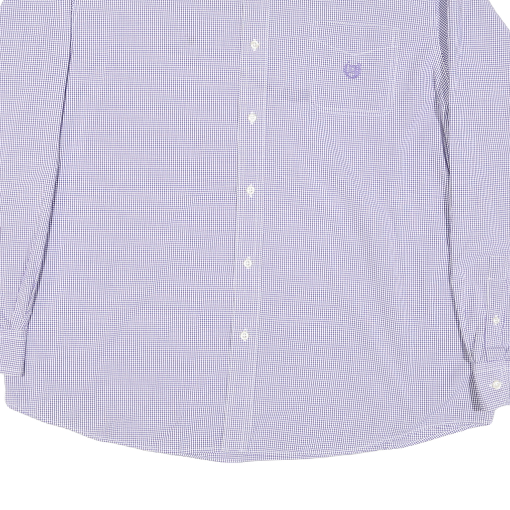 CHAPS Mens Purple & White Check Shirt 2XL Button Down Long Sleeve Casual Cotton
