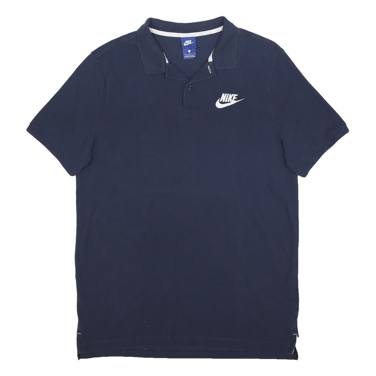 NIKE Mens Navy Blue Polo Shirt Short Sleeve Cotton L Logo Casual