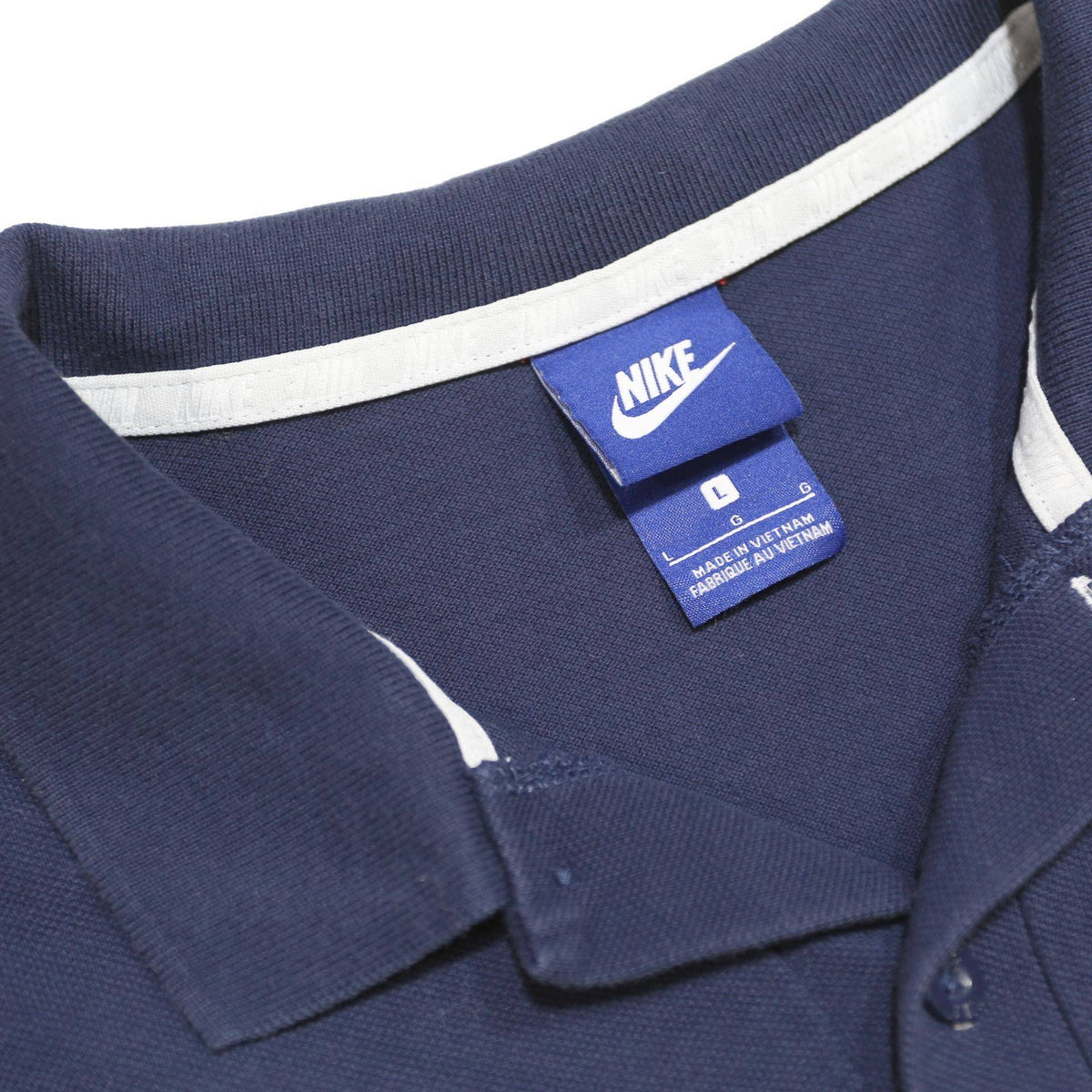 NIKE Mens Navy Blue Polo Shirt Short Sleeve Cotton L Logo Casual