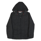 TOMMY HILFIGER Womens Black Hooded Jacket XL Polyester Blend Plain Zip Outdoor