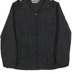 TOMMY HILFIGER Womens Black Hooded Jacket XL Polyester Blend Plain Zip Outdoor